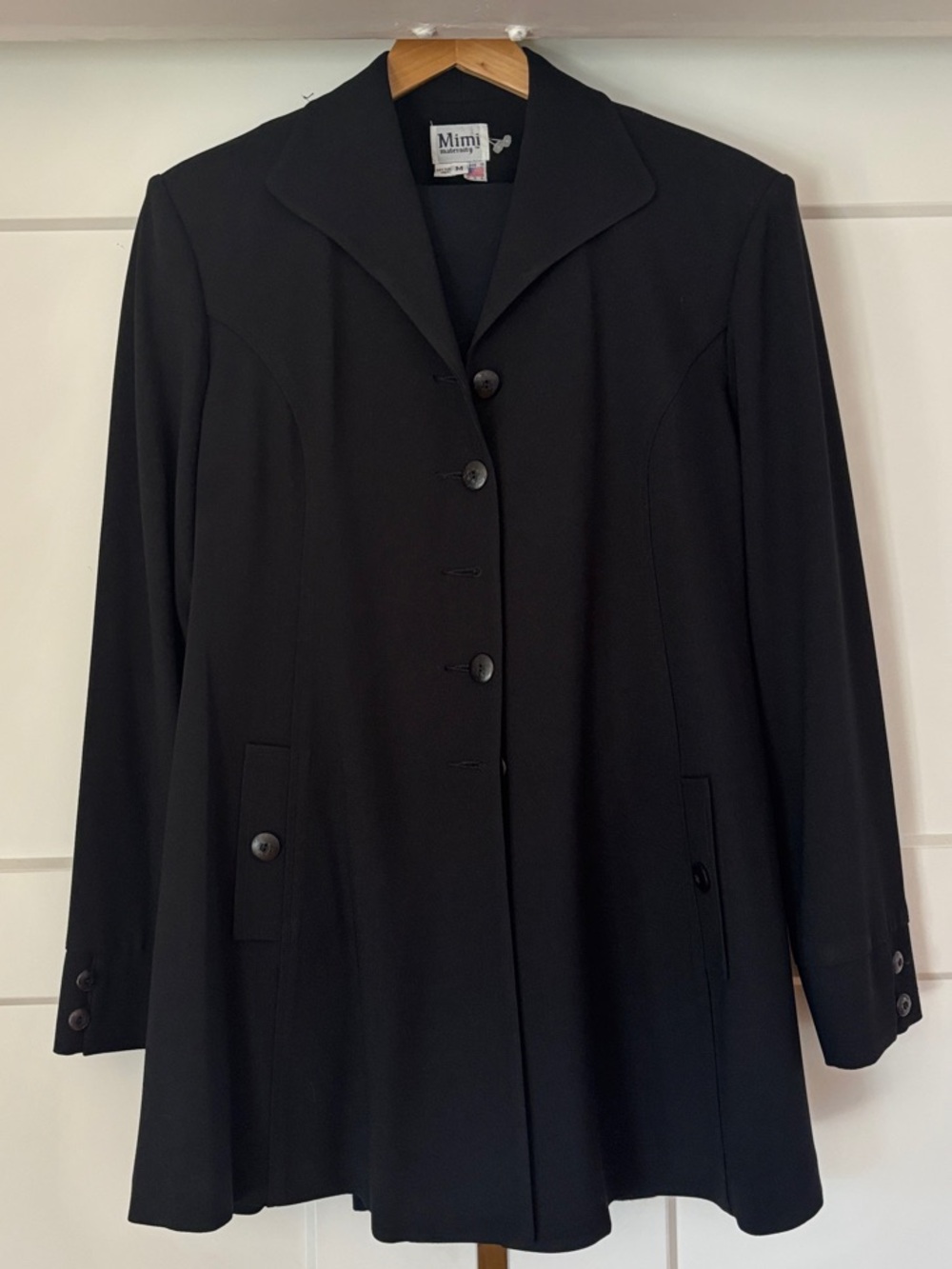 Mimi Maternity Black Tailored Button-Front Maternity Blazer